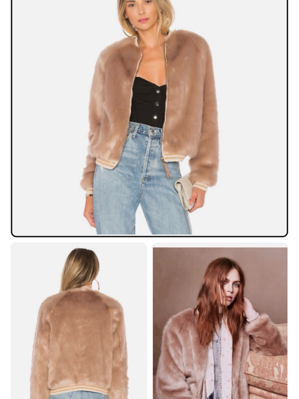 MOTHER Taupe Faux Fur Teddy Bomber Jacket